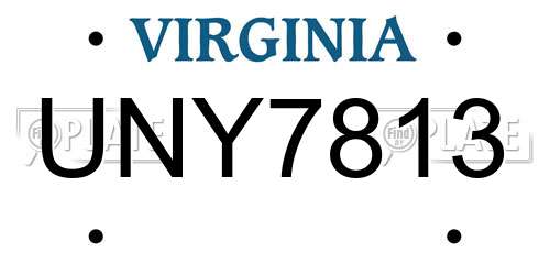 UNY7813 Virginia License Plate