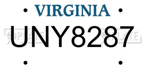 UNY8287 Virginia License Plate