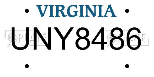 UNY8486 Virginia License Plate