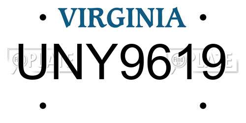UNY9619 Virginia License Plate
