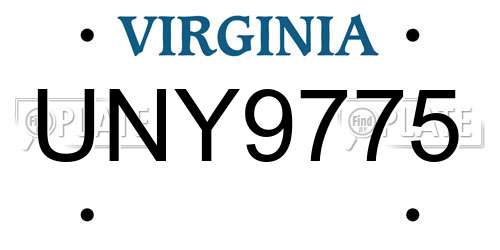 UNY9775 Virginia License Plate