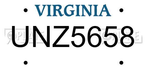 UNZ5658 Virginia License Plate