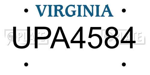 UPA4584 Virginia License Plate
