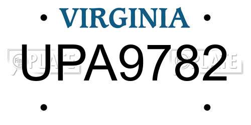 UPA9782 Virginia License Plate