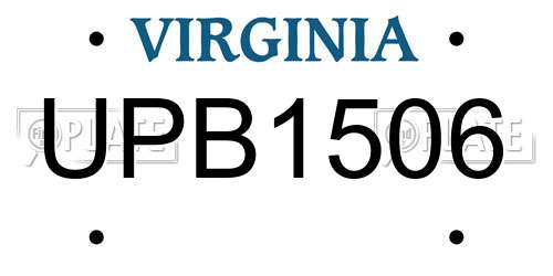 UPB1506 Virginia License Plate