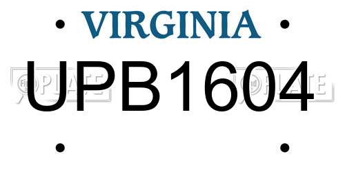 UPB1604 Virginia License Plate