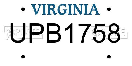UPB1758 Virginia License Plate