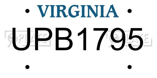 UPB1795 Virginia License Plate