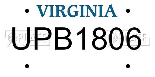 UPB1806 Virginia License Plate