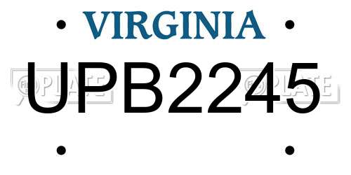 UPB2245 Virginia License Plate