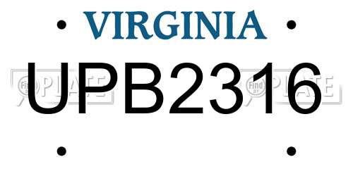 UPB2316 Virginia License Plate