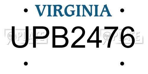 UPB2476 Virginia License Plate
