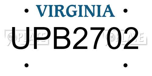 UPB2702 Virginia License Plate