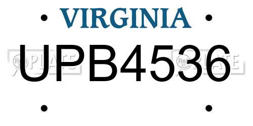 UPB4536 Virginia License Plate