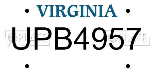 UPB4957 Virginia License Plate