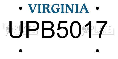 UPB5017 Virginia License Plate