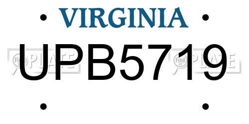 UPB5719 Virginia License Plate