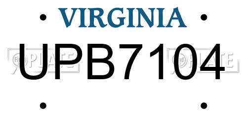 UPB7104 Virginia License Plate