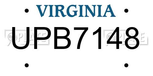 UPB7148 Virginia License Plate