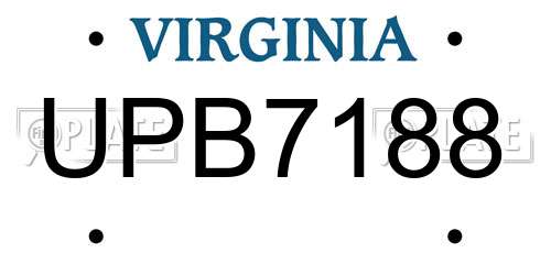 UPB7188 Virginia License Plate