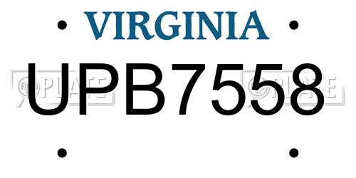 UPB7558 Virginia License Plate