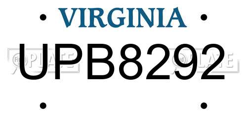 UPB8292 Virginia License Plate