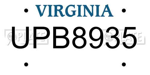 UPB8935 Virginia License Plate
