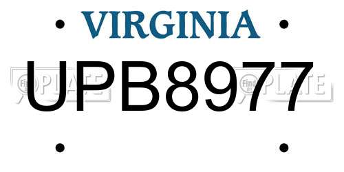 UPB8977 Virginia License Plate