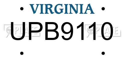 UPB9110 Virginia License Plate