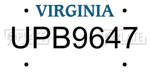 UPB9647 Virginia License Plate