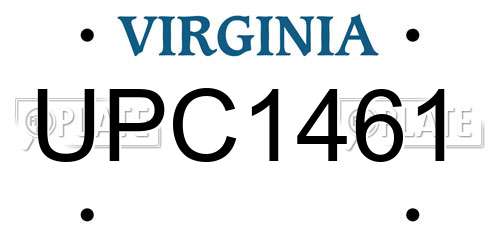 UPC1461 Virginia License Plate