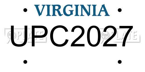 UPC2027 Virginia License Plate