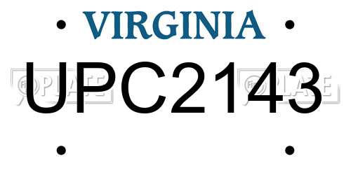 UPC2143 Virginia License Plate