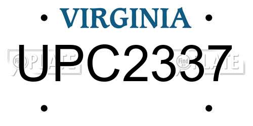 UPC2337 Virginia License Plate