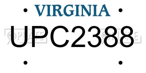 UPC2388 Virginia License Plate