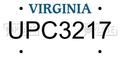 UPC3217 Virginia License Plate