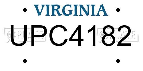 UPC4182 Virginia License Plate