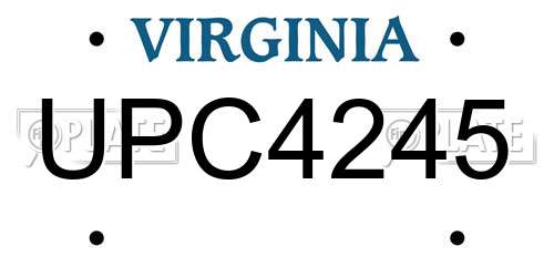 UPC4245 Virginia License Plate