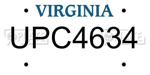 UPC4634 Virginia License Plate