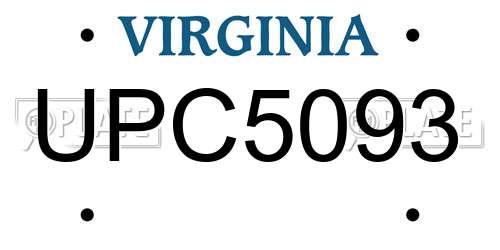 UPC5093 Virginia License Plate