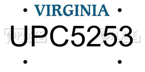 UPC5253 Virginia License Plate