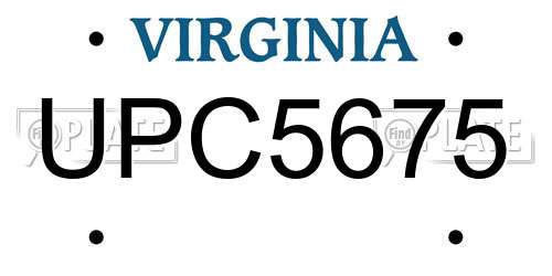 UPC5675 Virginia License Plate