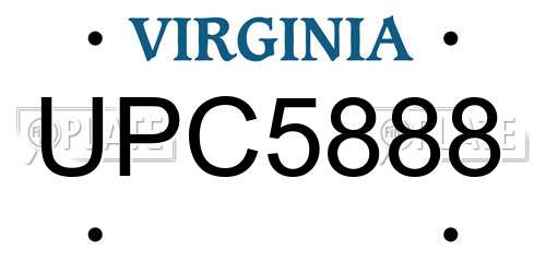 UPC5888 Virginia License Plate