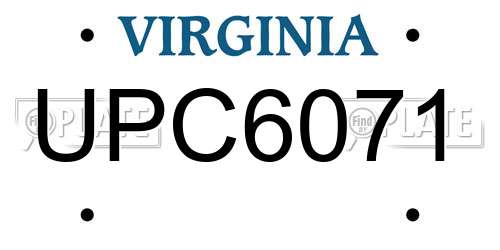 UPC6071 Virginia License Plate