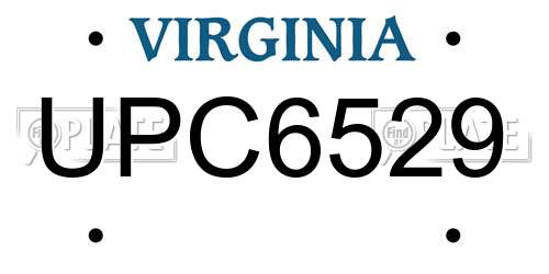 UPC6529 Virginia License Plate