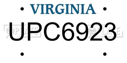 UPC6923 Virginia License Plate