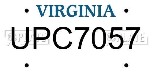 UPC7057 Virginia License Plate
