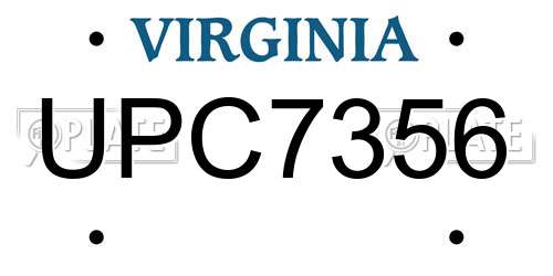 UPC7356 Virginia License Plate