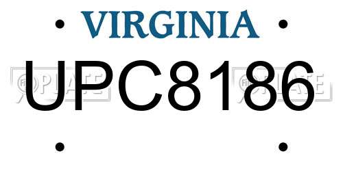 UPC8186 Virginia License Plate