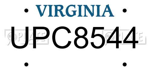 UPC8544 Virginia License Plate